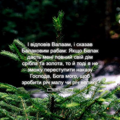 Picture 05 - Числа 22:18 UKR - І відповів Валаам, і сказав - Bible Verse Picture