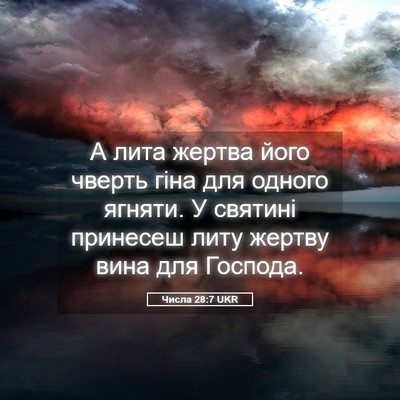 Picture 05 - Числа 28:7 UKR - А лита жертва його чверть - Bible Verse Picture