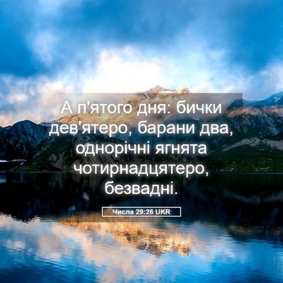 Picture 05 - Числа 29:26 UKR - А п'ятого дня: бички - Bible Verse Picture