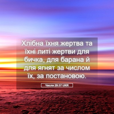 Picture 05 - Числа 29:37 UKR - Хлібна їхня жертва та їхні - Bible Verse Picture