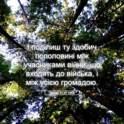 Picture 05 - Числа 31:27 UKR - І поділиш ту здобич - Bible Verse Picture