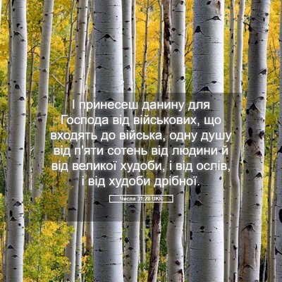Picture 05 - Числа 31:28 UKR - І принесеш данину для - Bible Verse Picture