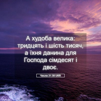 Picture 05 - Числа 31:38 UKR - А худоба велика: тридцять і - Bible Verse Picture
