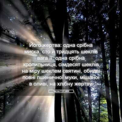 Picture 05 - Числа 7:31 UKR - Його жертва: одна срібна - Bible Verse Picture