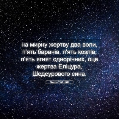 Picture 05 - Числа 7:35 UKR - на мирну жертву два воли, - Bible Verse Picture