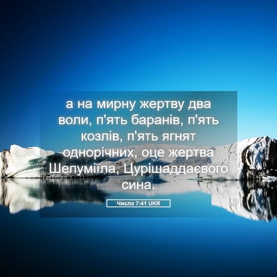Picture 05 - Числа 7:41 UKR - а на мирну жертву два воли, - Bible Verse Picture