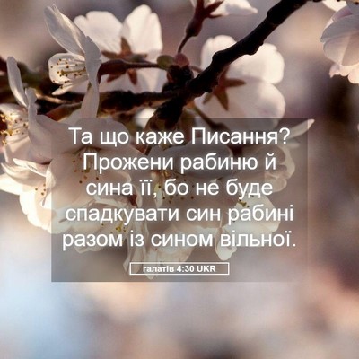 Picture 05 - галатів 4:30 UKR - Та що каже Писання? Прожени - Bible Verse Picture