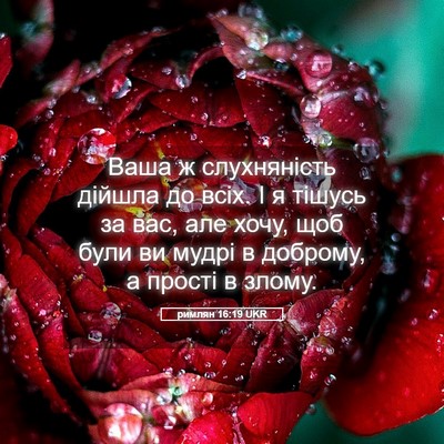 Picture 05 - римлян 16:19 UKR - Ваша ж слухняність дійшла - Bible Verse Picture