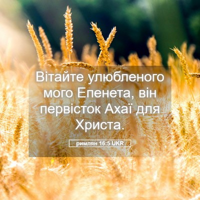 Picture 05 - римлян 16:5 UKR - Вітайте улюбленого мого - Bible Verse Picture