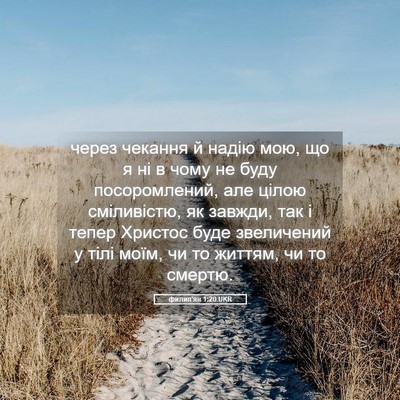 Picture 05 - филип'ян 1:20 UKR - через чекання й надію мою, - Bible Verse Picture