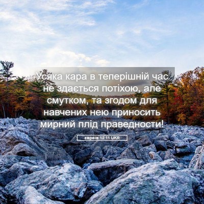 Picture 05 - євреїв 12:11 UKR - Усяка кара в теперішній - Bible Verse Picture