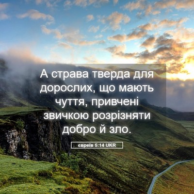Picture 05 - євреїв 5:14 UKR - А страва тверда для - Bible Verse Picture