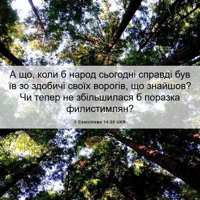 Picture 06 - 1 Самуїлова 14:30 UKR - А що, коли б народ сьогодні - Bible Verse Picture