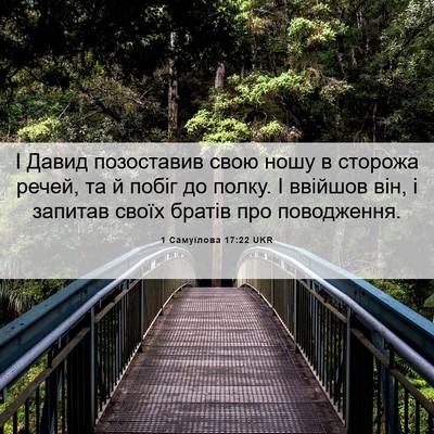 Picture 06 - 1 Самуїлова 17:22 UKR - І Давид позоставив свою - Bible Verse Picture