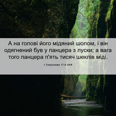Picture 06 - 1 Самуїлова 17:5 UKR - А на голові його мідяний - Bible Verse Picture