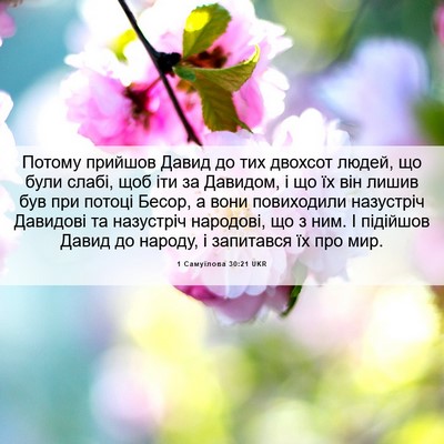Picture 06 - 1 Самуїлова 30:21 UKR - Потому прийшов Давид до - Bible Verse Picture