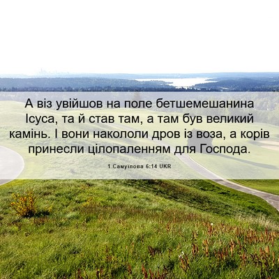 Picture 06 - 1 Самуїлова 6:14 UKR - А віз увійшов на поле - Bible Verse Picture