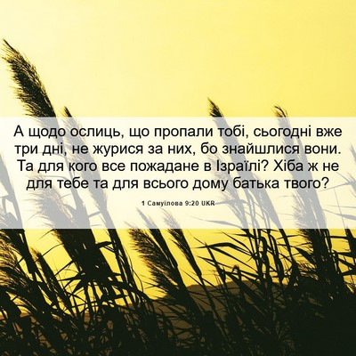 Picture 06 - 1 Самуїлова 9:20 UKR - А щодо ослиць, що пропали - Bible Verse Picture