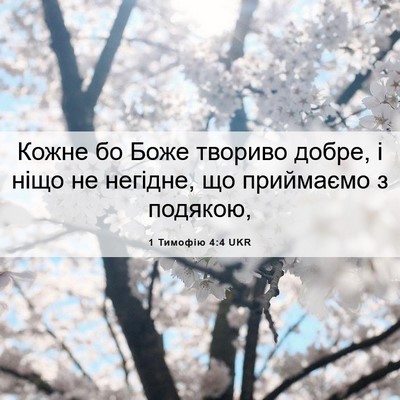 Picture 06 - 1 Тимофію 4:4 UKR - Кожне бо Боже твориво - Bible Verse Picture