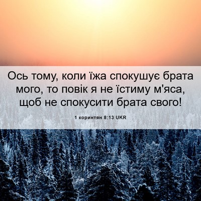 Picture 06 - 1 коринтян 8:13 UKR - Ось тому, коли їжа спокушує - Bible Verse Picture