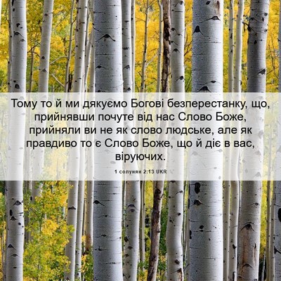 Picture 06 - 1 солунян 2:13 UKR - Тому то й ми дякуємо Богові - Bible Verse Picture