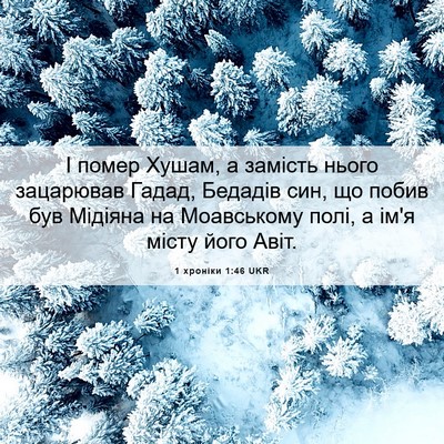 Picture 06 - 1 хроніки 1:46 UKR - І помер Хушам, а замість - Bible Verse Picture