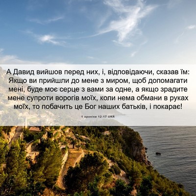 Picture 06 - 1 хроніки 12:17 UKR - А Давид вийшов перед них, і, - Bible Verse Picture