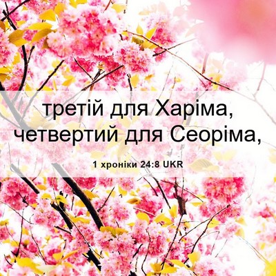 Picture 06 - 1 хроніки 24:8 UKR - третій для Харіма, - Bible Verse Picture