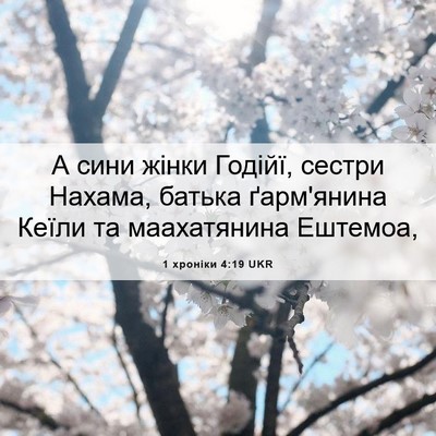 Picture 06 - 1 хроніки 4:19 UKR - А сини жінки Годійї, сестри - Bible Verse Picture