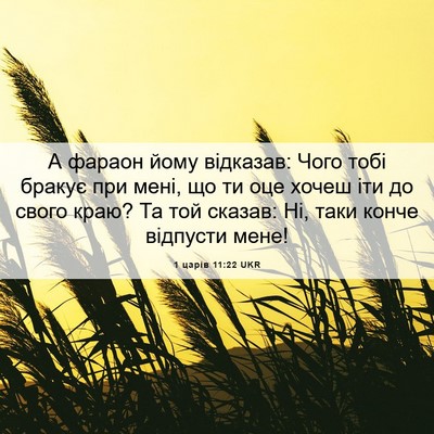 Picture 06 - 1 царів 11:22 UKR - А фараон йому відказав: - Bible Verse Picture