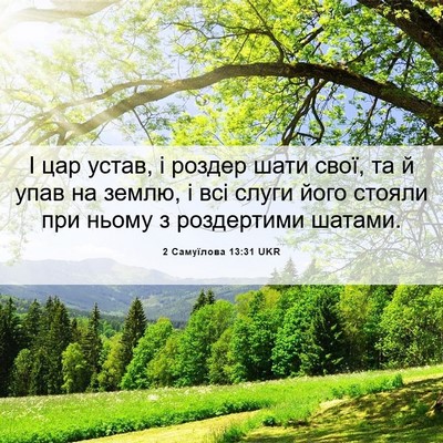 Picture 06 - 2 Самуїлова 13:31 UKR - І цар устав, і роздер шати - Bible Verse Picture