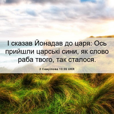 Picture 06 - 2 Самуїлова 13:35 UKR - І сказав Йонадав до царя: - Bible Verse Picture