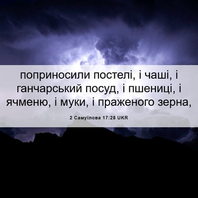 Picture 06 - 2 Самуїлова 17:28 UKR - поприносили постелі, і - Bible Verse Picture
