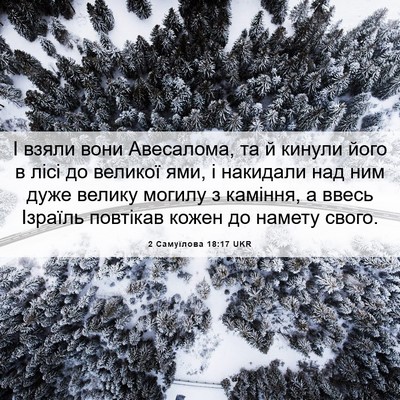 Picture 06 - 2 Самуїлова 18:17 UKR - І взяли вони Авесалома, та - Bible Verse Picture