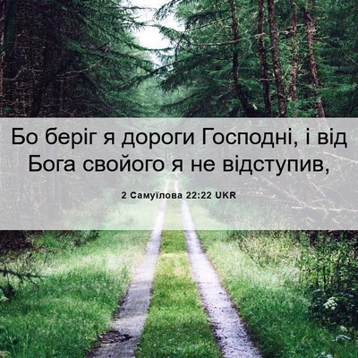 Picture 06 - 2 Самуїлова 22:22 UKR - Бо беріг я дороги Господні, - Bible Verse Picture