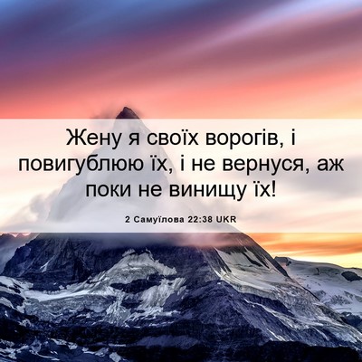Picture 06 - 2 Самуїлова 22:38 UKR - Жену я своїх ворогів, і - Bible Verse Picture