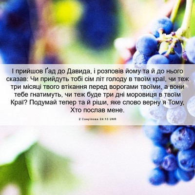 Picture 06 - 2 Самуїлова 24:13 UKR - І прийшов Ґад до Давида, і - Bible Verse Picture