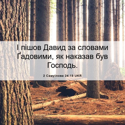 Picture 06 - 2 Самуїлова 24:19 UKR - І пішов Давид за словами - Bible Verse Picture
