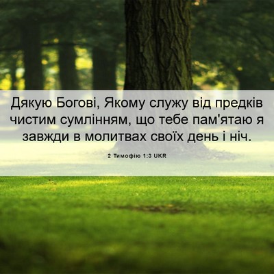 Picture 06 - 2 Тимофію 1:3 UKR - Дякую Богові, Якому служу - Bible Verse Picture