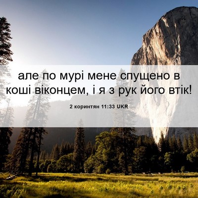 Picture 06 - 2 коринтян 11:33 UKR - але по мурі мене спущено в - Bible Verse Picture
