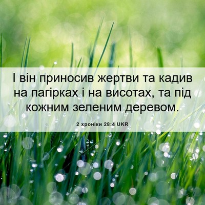 Picture 06 - 2 хроніки 28:4 UKR - І він приносив жертви та - Bible Verse Picture