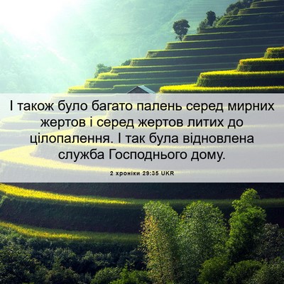 Picture 06 - 2 хроніки 29:35 UKR - І також було багато палень - Bible Verse Picture