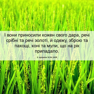 Picture 06 - 2 хроніки 9:24 UKR - І вони приносили кожен - Bible Verse Picture