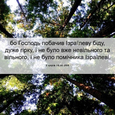 Picture 06 - 2 царів 14:26 UKR - бо Господь побачив - Bible Verse Picture