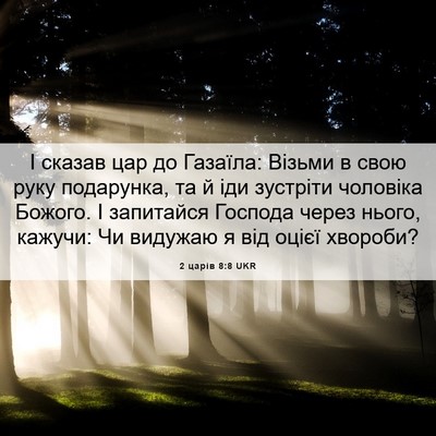 Picture 06 - 2 царів 8:8 UKR - І сказав цар до Газаїла: - Bible Verse Picture
