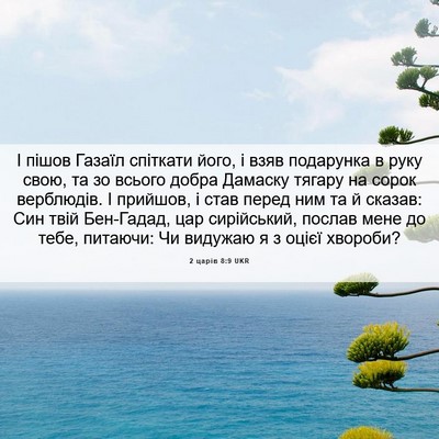 Picture 06 - 2 царів 8:9 UKR - І пішов Газаїл спіткати - Bible Verse Picture