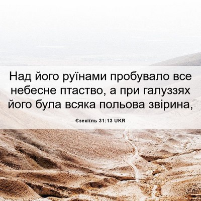 Picture 06 - Єзекіїль 31:13 UKR - Над його руїнами пробувало - Bible Verse Picture
