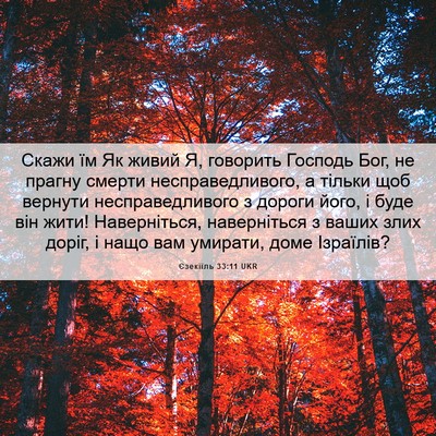 Picture 06 - Єзекіїль 33:11 UKR - Скажи їм Як живий Я, - Bible Verse Picture