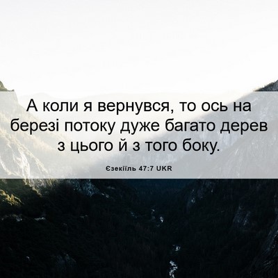 Picture 06 - Єзекіїль 47:7 UKR - А коли я вернувся, то ось на - Bible Verse Picture