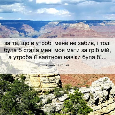 Picture 06 - Єремія 20:17 UKR - за те, що в утробі мене не - Bible Verse Picture